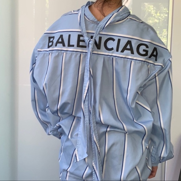📌BALENCIAGA Oversized Striped Cotton Shirt - Picture 3 of 8